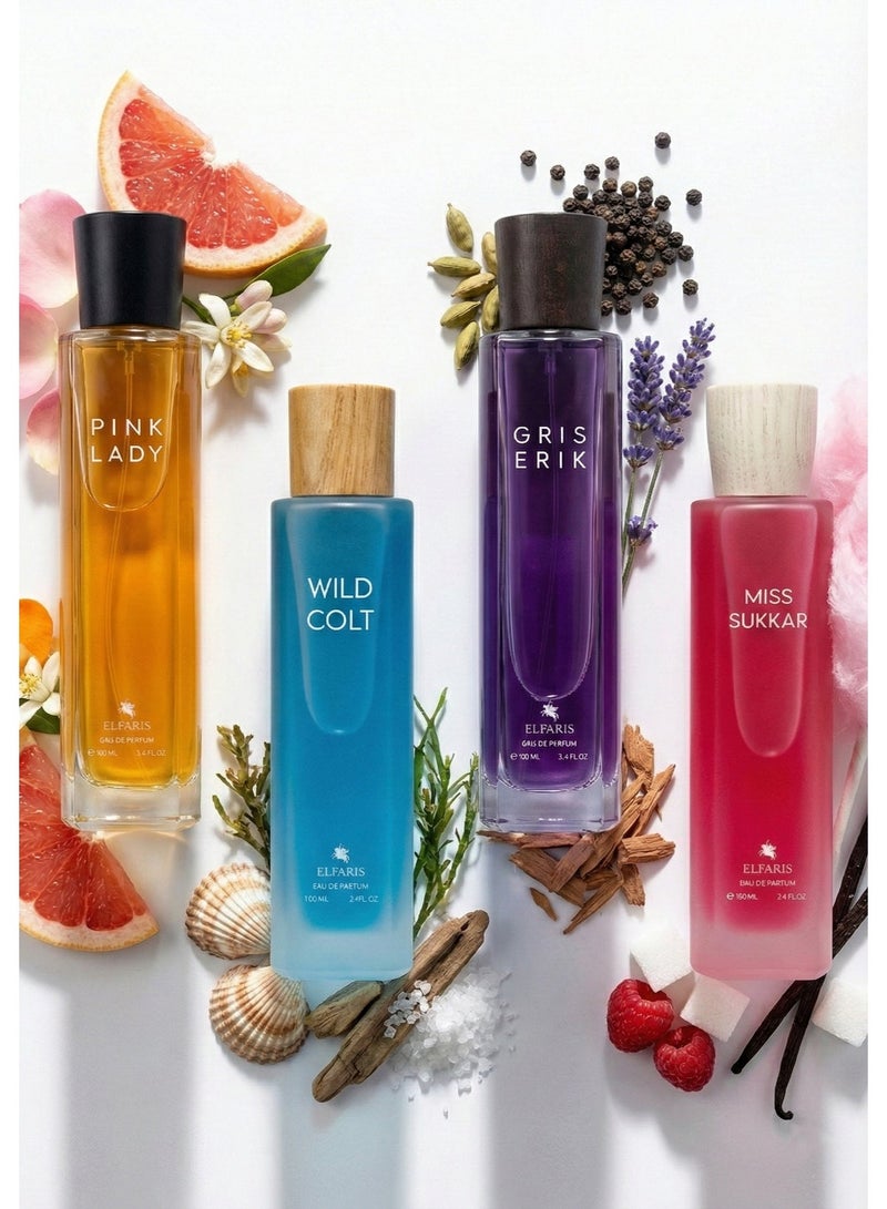 الفارس مجموعة عطور الفارس 4 قطع مكونة من ( جريس اريك + وايلد كولت + بينك ليدي + ميس ساكور ) 100مل - Image 2